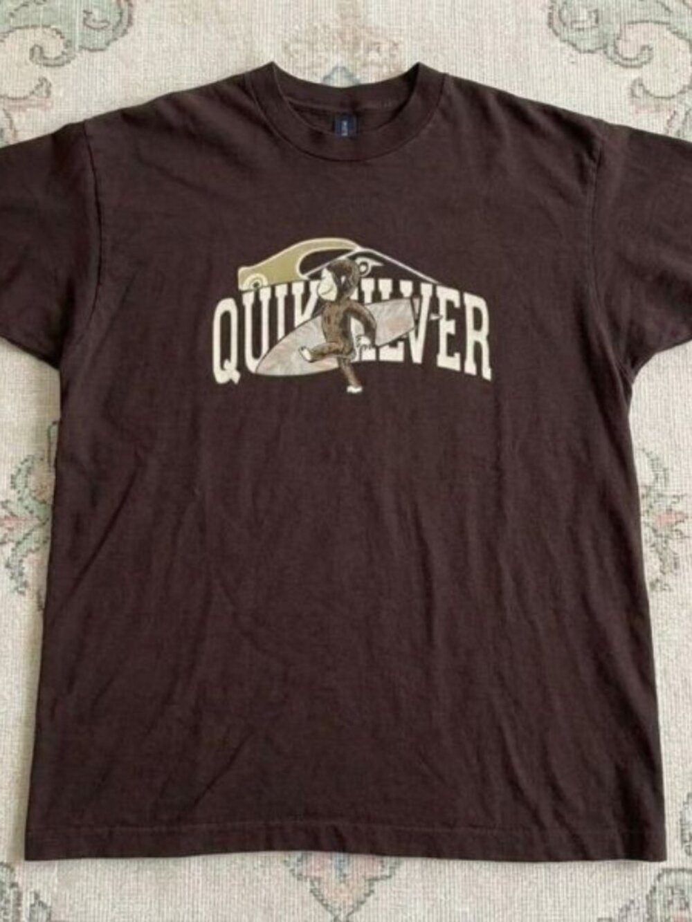 Brown Quiksilver surfer monkey graphic tee